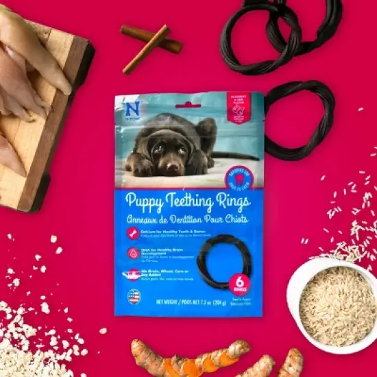 N-Bone Puppy Teething Rings Barbecue Flavor Grain-Free Rawhide Alternatives and Dental and Hard Chews Dog Treats - 7.2oz image {6}
