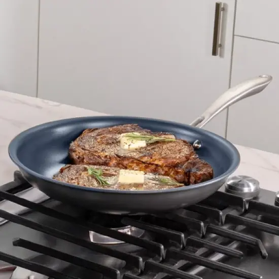 Guy Fieri's Flavortown Laser Titanium 12&rdquo; Fry Pan with Lid - Non-stick Cookware Without PFAS, PTFE, or PFOA image {1}