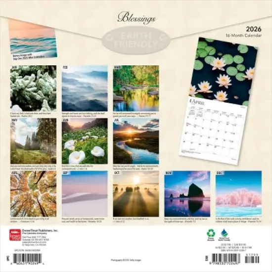 BrownTrout Blessings 2026 12"x24" Hanging Square Wall Calendar Plastic-Free image {1}