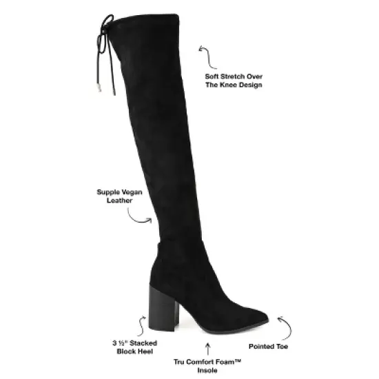 Journee Collection Womens Paras Tru Comfort Foam Wide Calf Stacked Heel Over The Knee Boots image {7}