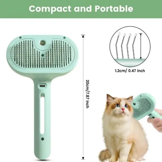 BABYYER 3 in 1 Cat Steam Brush, Pet Spray Hair Removal Comb for Shedding & Grooming, Water Brush for Cats Dogs Small Animals Long Short Haired image {6}