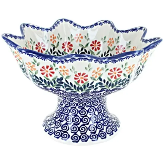 Blue Rose Polish Pottery P184 Manufaktura Pedestal Fruit Bowl image {4}