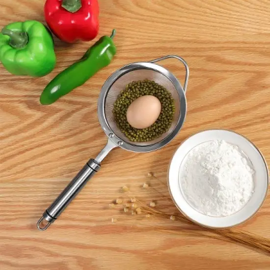 Unique Bargains Stainless Steel Fine Mesh Strainer Colander Flour Sifters with Handle image {2}