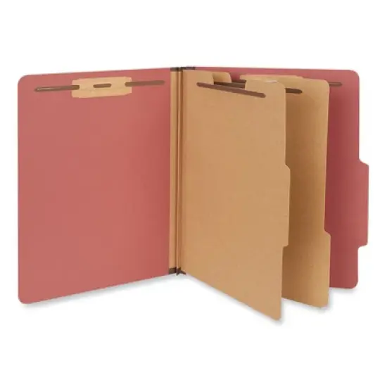 Universal Six-Section Classification Folders, Heavy-Duty Pressboard Cover, 2 Dividers, 6 Fasteners, Letter Size, Brick Red, 20/Box image {1}