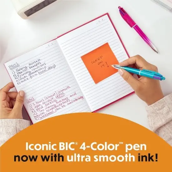 BIC 4-Color Smooth Retractable Ballpoint Pen Assorted Ink 2/Pack (MMSGP2-AST) image {4}