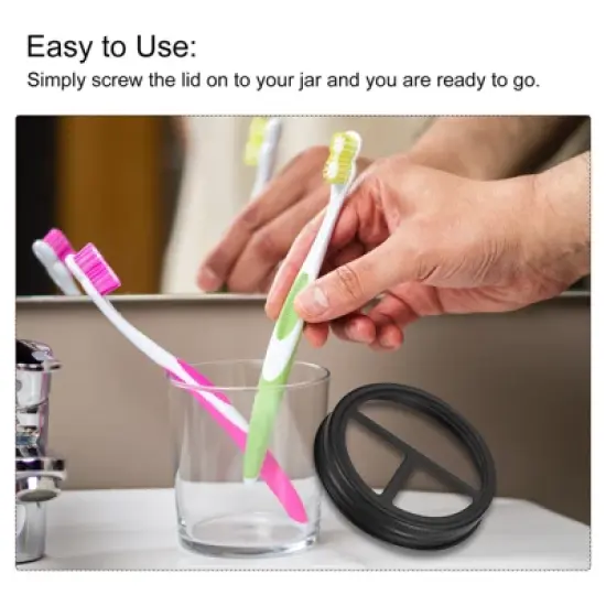 Unique Bargains 304 Stainless Steel Leak-Proof Mason Jar Toothbrush Holder Lid image {2}