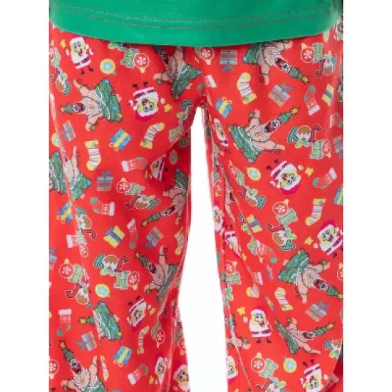 Nickelodeon Boys' SpongeBob SquarePants A Krabby Christmas Pajama Set Red image {3}