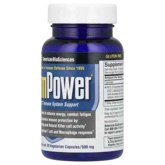American Biosciences ImmPower&reg; AHCC&reg;, 500 mg, 30 Vegetarian Capsules image {2}