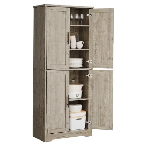 Pantry Cabinet,70" Tall Kitchen Pantry Cabinet with Doors and Adjustable Shelves, Freestanding Cupboard, Tall Storage Cabinet for Bathroom image {11}