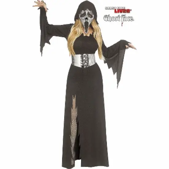 Scream Women's Ghostface Mirror Bling Hooded Gown Halloween Costume Dress image {1}