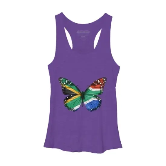 Women's Design By Humans Butterfly Flag Of South Africa By GiftsIdeas Racerback Tank Top image {3}
