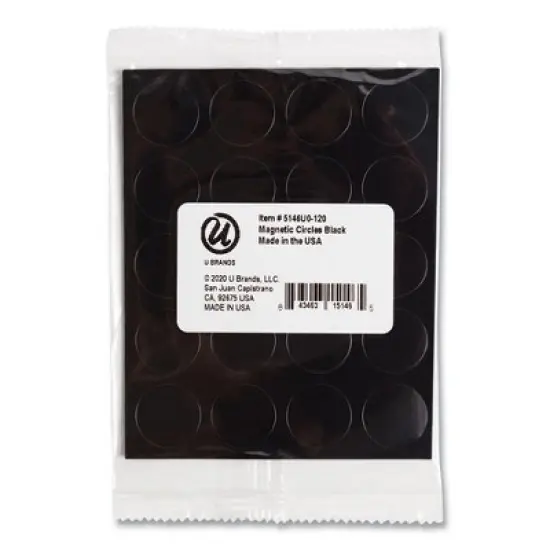 U Brands Heavy-Duty Board Magnets, Circles, Black, 0.75" Diameter, 20/Pack image {2}