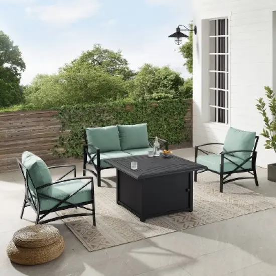 Kaplan 4pc Outdoor Conversation Set with Dante Fire Table - Mist - Crosley image {6}