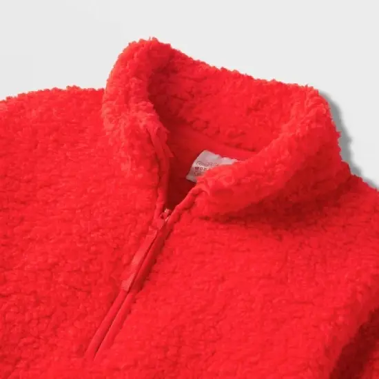 Kids' Faux Shearling Matching Family Half Zip-Up Pullover - Wondershop&trade; Red image {3}