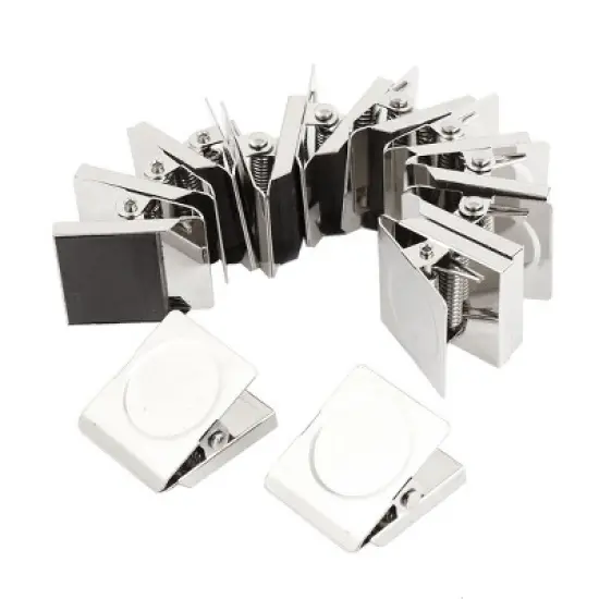 Unique Bargains Spring Loaded Magnetic Memo Note Metal Binder Clips 1.3"x1.2"x0.8" Silver 12 Pcs image {4}