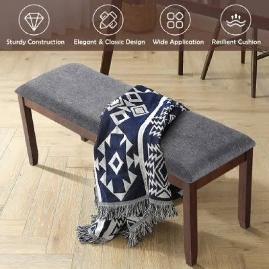 Costway Dining Bench Upholstered Entryway Bench Footstool Kitchen w/ Wood Legs image {6}