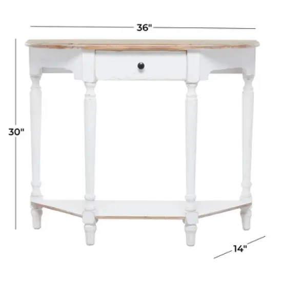 Farmhouse Half Moon Wood Console Table White - Olivia & May image {16}