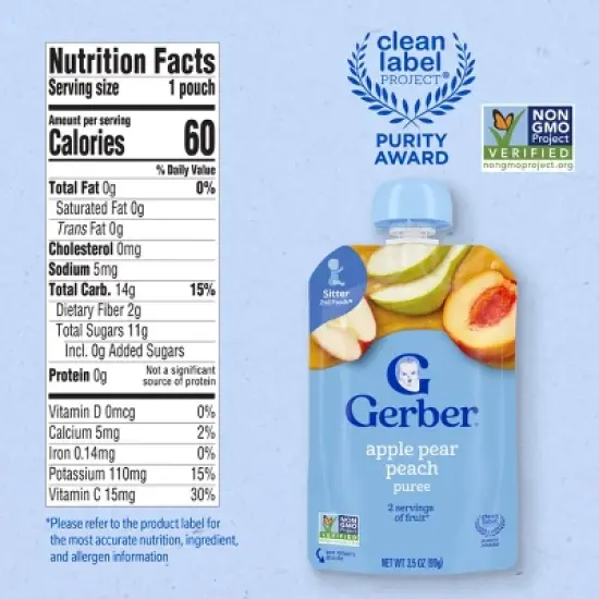 Gerber Baby Food Pouch - Apple Pear Peach - 3.5oz image {6}