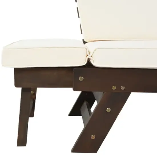 Outdoor 3-Seater Sofa, Patio Wooden Daybed Chaise Lounger with Adjustable Arm and Cushion for Garden, Backyard -ModernLuxe image {13}