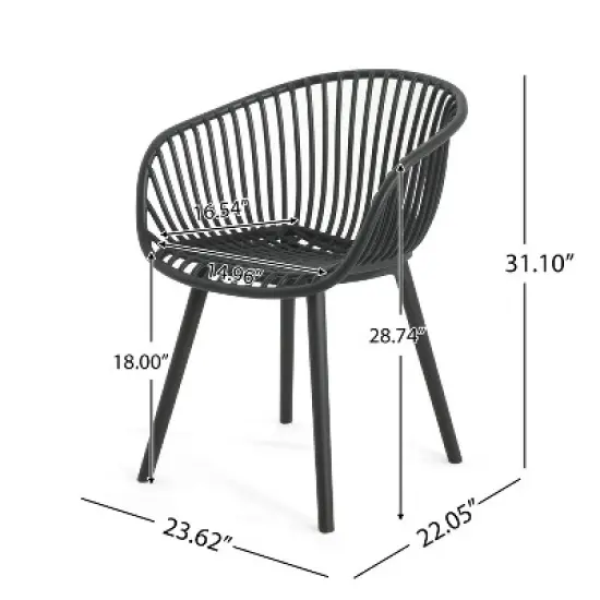 Christopher Knight Home Marley 7 Pieces Patio Modern Acacia Wood and Polypropylene Dining Set, Teak/Black image {3}