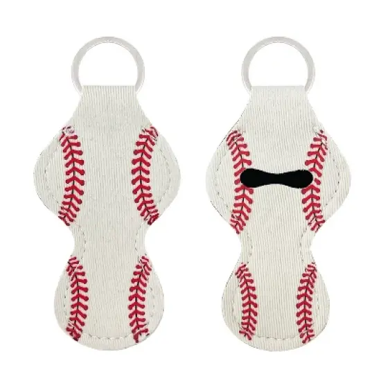 Wrapables 10 Pack Chapstick Holder Keychain with 10 Pieces Metal Clasps, Baseball/Softball image {5}