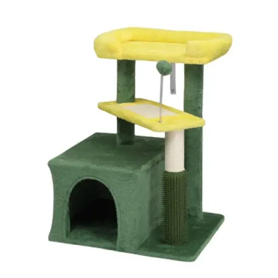 Karl Home 27.5 inch Green Multi-level Cat Tower with Cat Scratching Post and Pad image {6}