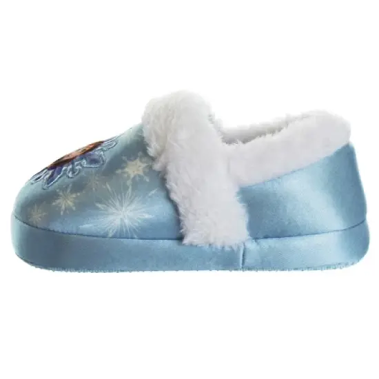 Disney Frozen Girl Slippers - Elsa and Anna Plush Lightweight Warm Comfort Soft Aline House Shoes - Blue White  (Toddler-Little Kid) image {4}