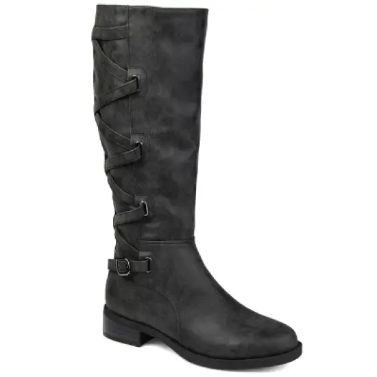 Journee Collection Womens Carly Wide Calf Stacked Heel Riding Boots image {9}