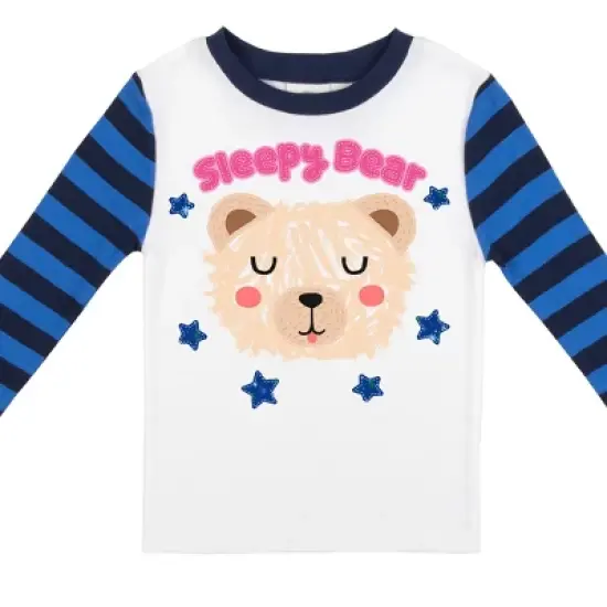 Sleepy Bear Youth Girls Blue & Black Striped Long Sleeve Shirt & Sleep Pants Set image {2}