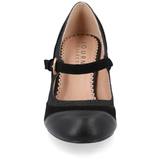 Journee Collection Womens Siri Round Toe Mid Block Heel Pumps image {5}