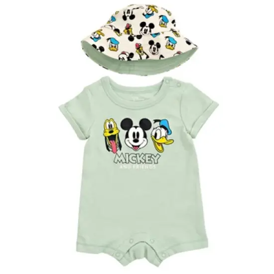 Disney Mickey Mouse Goofy Donald Duck Pluto Baby Romper and Hat Newborn to Infant image {7}