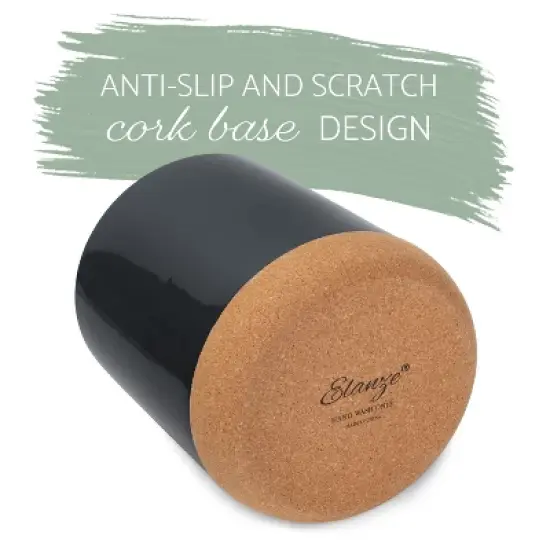 Elanze Designs Yoga Zen Calming Calm Namaste Relaxed Ceramic Cork Bottom Black Large Capacity Utensil Holder Crock for Countertop Storage, Stylish & image {2}