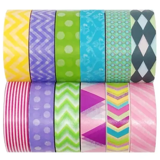 Wrapables Washi Tapes Decorative Masking Tapes, Set of 12 image {19}