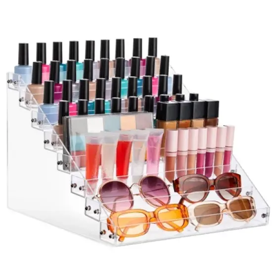 Okuna Outpost 8-Tier Clear Acrylic Nail Polish Display Rack, 96-Bottle Holder Organizer for Salons, 12.75 x 12.5 x 9.25 image {6}
