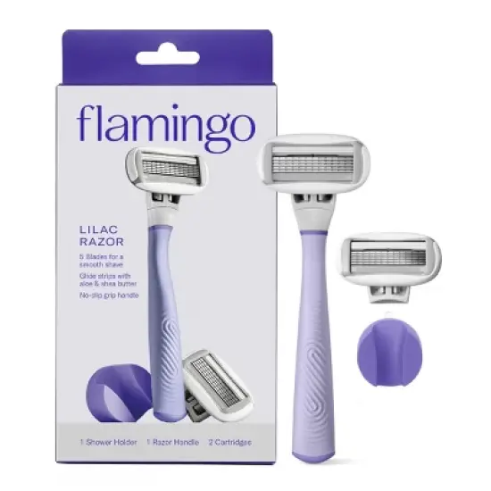 Flamingo 5-Blade Women's Razor - 1 Razor Handle + 2 Razor Blade Refills image {9}