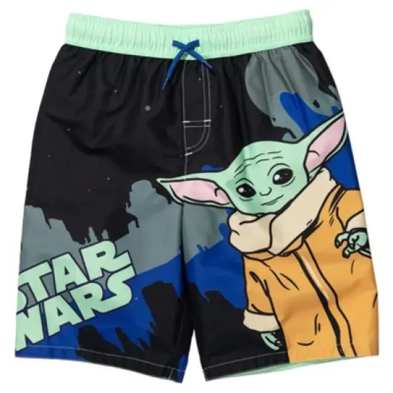 Star Wars The Mandalorian Star Wars The Child Millennium Falcon X-Wing Swim Trunks Bathing Suit Little Kid to Big Kid image {10}