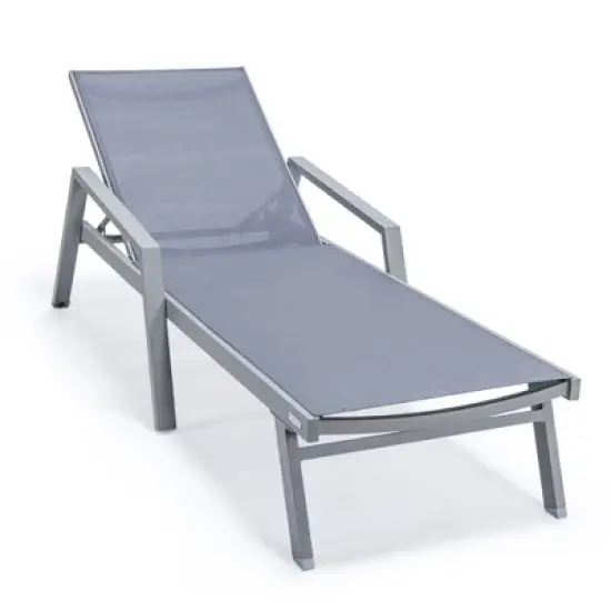 LeisureMod Marlin Modern Patio Sling Chaise Lounge Chair with Arms in Grey Aluminum, Set of 2 &ndash; Outdoor Patio, Poolside, Balcony, Garden, Deck Seating image {13}