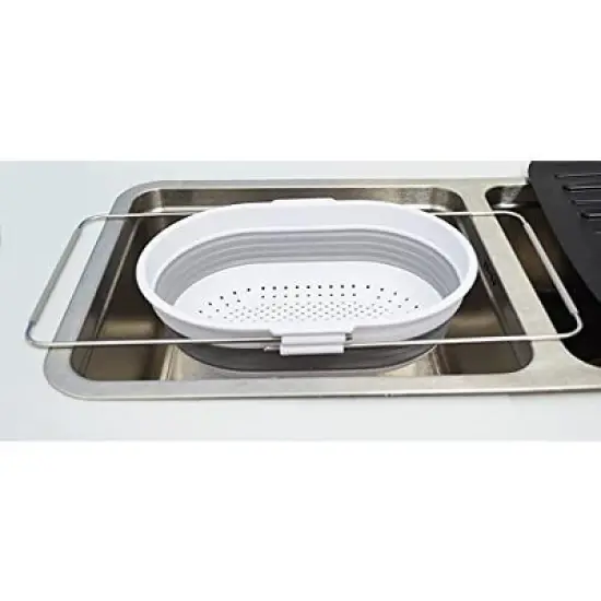 SAMMART 5L (1.3 gallon) Expandable & Collapsible Over The Sink Rectangular Colander image {10}