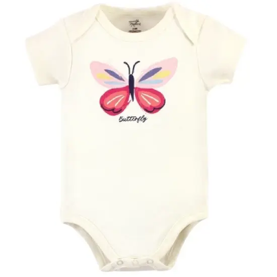 Touched by Nature Baby and Toddler Girl Organic Cotton Hoodie, Bodysuit or Tee Top, and Pant, Bright Butterflies image {2}