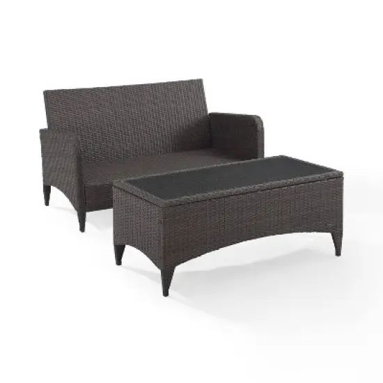 Kiawah 2pc Wicker Patio Seating Set - Sand - Crosley image {3}