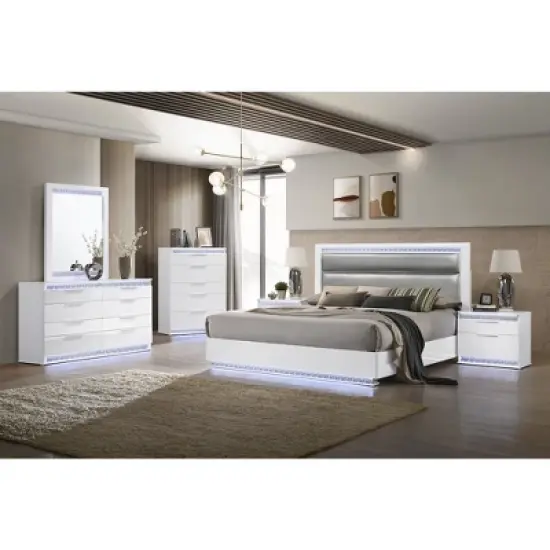 Chintaly Imports,Modern Gloss White 2-Drawer Night Stand image {1}