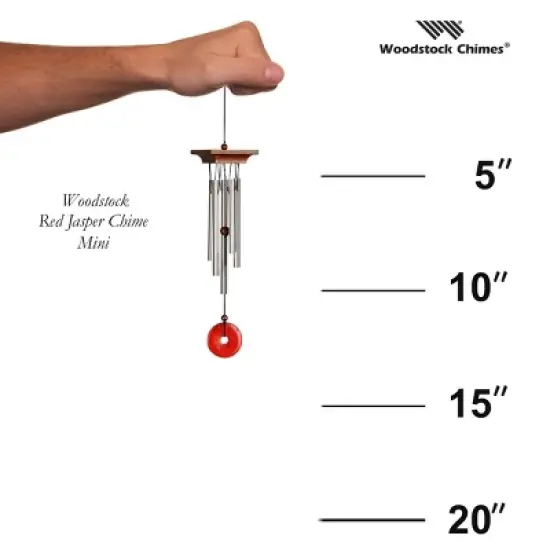 Woodstock Wind Chimes For Outside, Garden D&eacute;cor, Outdoor & Patio D&eacute;cor, Woodstock Red Jasper Chime Silver Wind Chimes image {3}