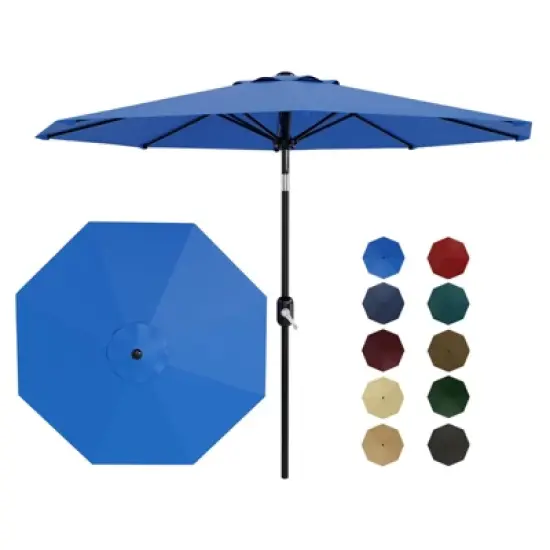 Patio Umbrella 9ft, Table Umbrella Outdoor Patio UV Protection with Crank Lift & Push Button Tilt, 8 Sturdy Ribs for Yard, Deck, Pool image {7}
