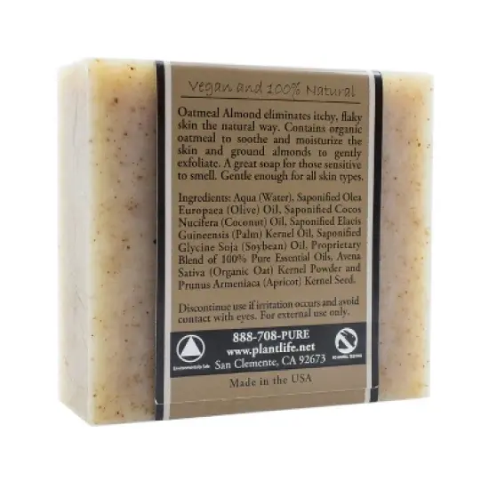 Plantlife Oatmeal Almond Bar Soap Multipack &ndash; Moisturizing, Soothing, Handcrafted, Plant-Based &ndash; Made in California, 4oz Each image {2}