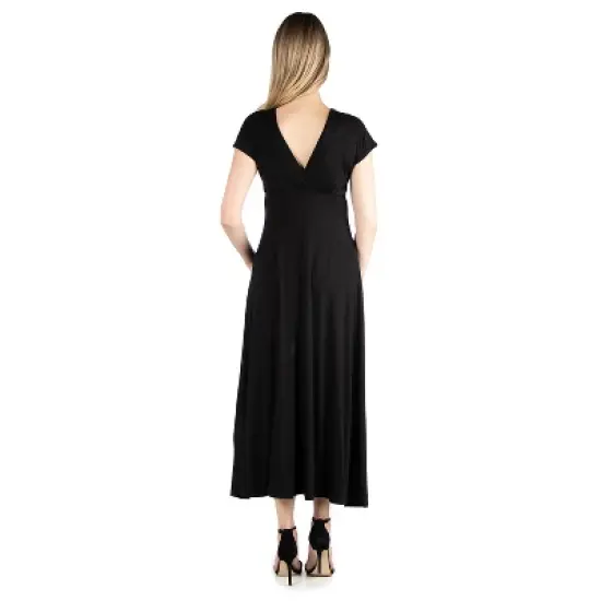 24seven Comfort Apparel Women's Maternity V Neck Maxi Dress image {2}