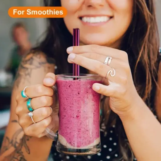 Unique Bargains 304 Stainless Steel Durable Reusable Heart Shape Drinking Straw 8.46" x 0.31"(L*W) image {3}