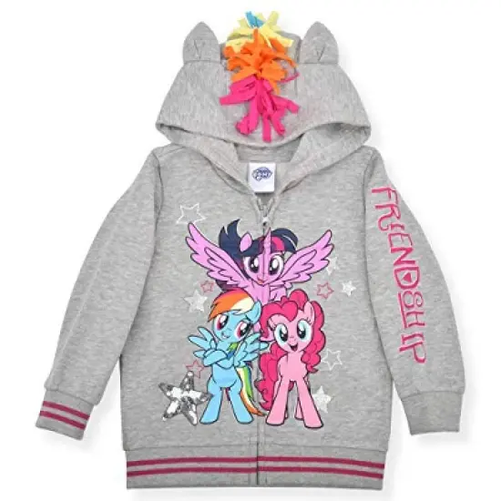 My Little Pony Girl's Zip Up Fashion Hoodie with 3D Ears and Mane For Kids image {5}