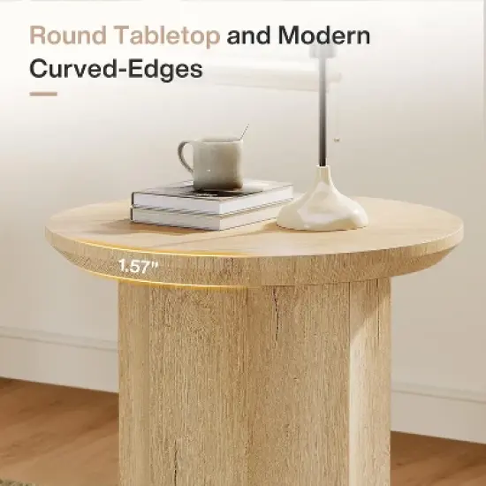 Tribesigns Round End Table, Wooden Side Table with Octagonal Base, Modern Nightstand for Living Room, Bedroom, Easy Assembly image {7}