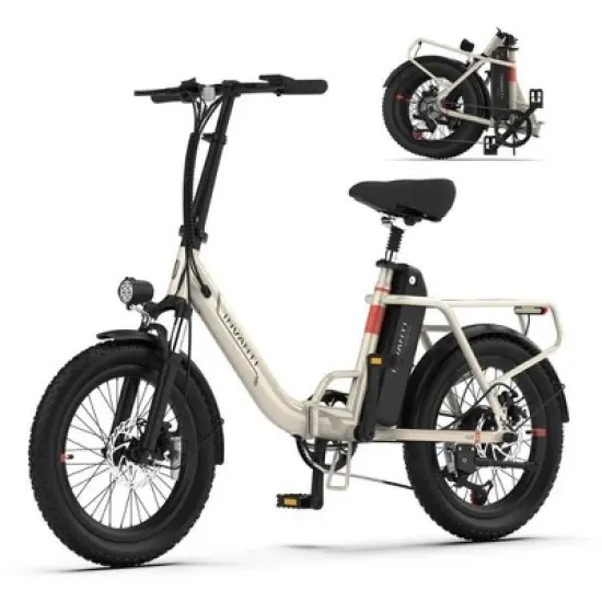 5TH WHEEL TIDE 2 Folding Utility Electric Bike - 1000W Peak, 20 mph, 45 Mile Range (PAS), 330 lbs Capacity, 20" Fat Tires, with Head + Tail Lights image {11}