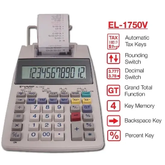 Sharp EL-1750V Two-Color Printing Calculator Black/Red Print 2 Lines/Sec EL1750V image {1}